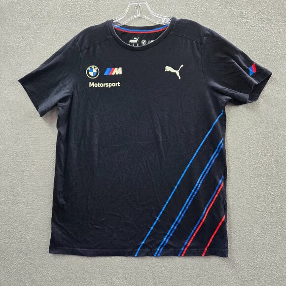 Puma x BMW Men Shirt‎ Medium Black Logo Motorsport Team Graphic Short Sleeve Tee - Picture 1 of 10